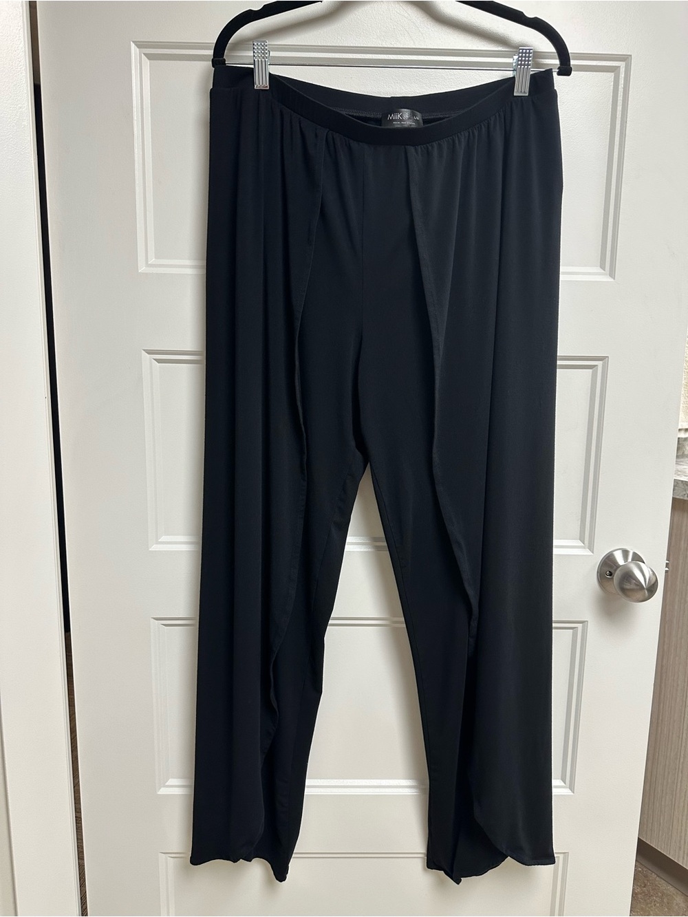 Miik Black Draped Wide-Leg Pants